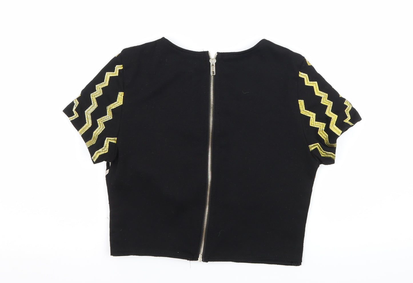 Missguided Womens Black Geometric Jersey Basic T-Shirt Size 8
