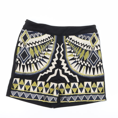 Missguided Womens Black Geometric Jersey Hot Pants Shorts Size 8