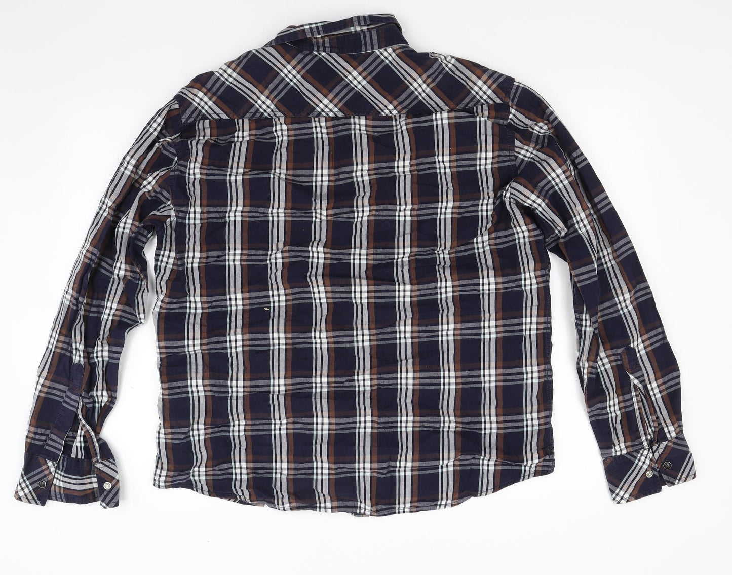 TU Mens Blue Check   Button-Up Size L