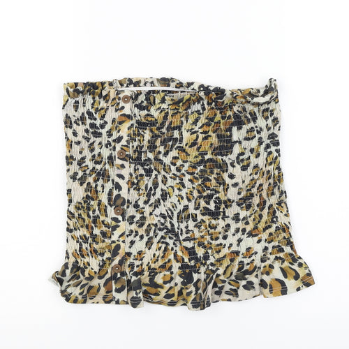 George Womens Brown Animal Print  Cropped T-Shirt Size 12