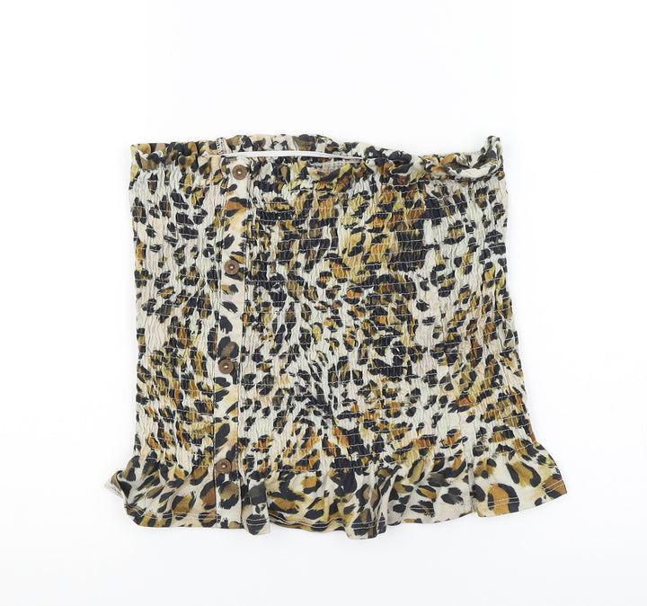 George Womens Brown Animal Print Cropped T-Shirt Size 12