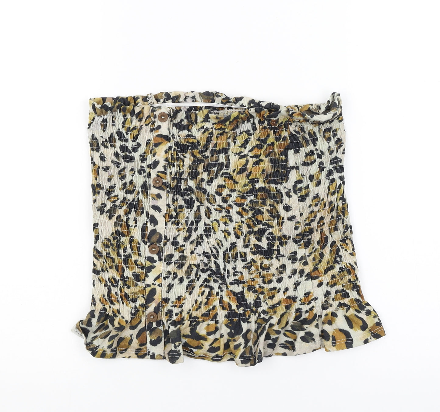 George Womens Brown Animal Print  Cropped T-Shirt Size 12