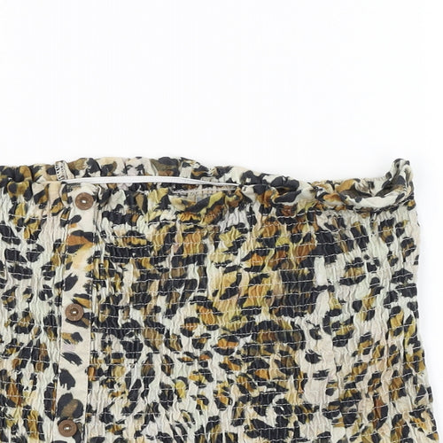 George Womens Brown Animal Print  Cropped T-Shirt Size 12