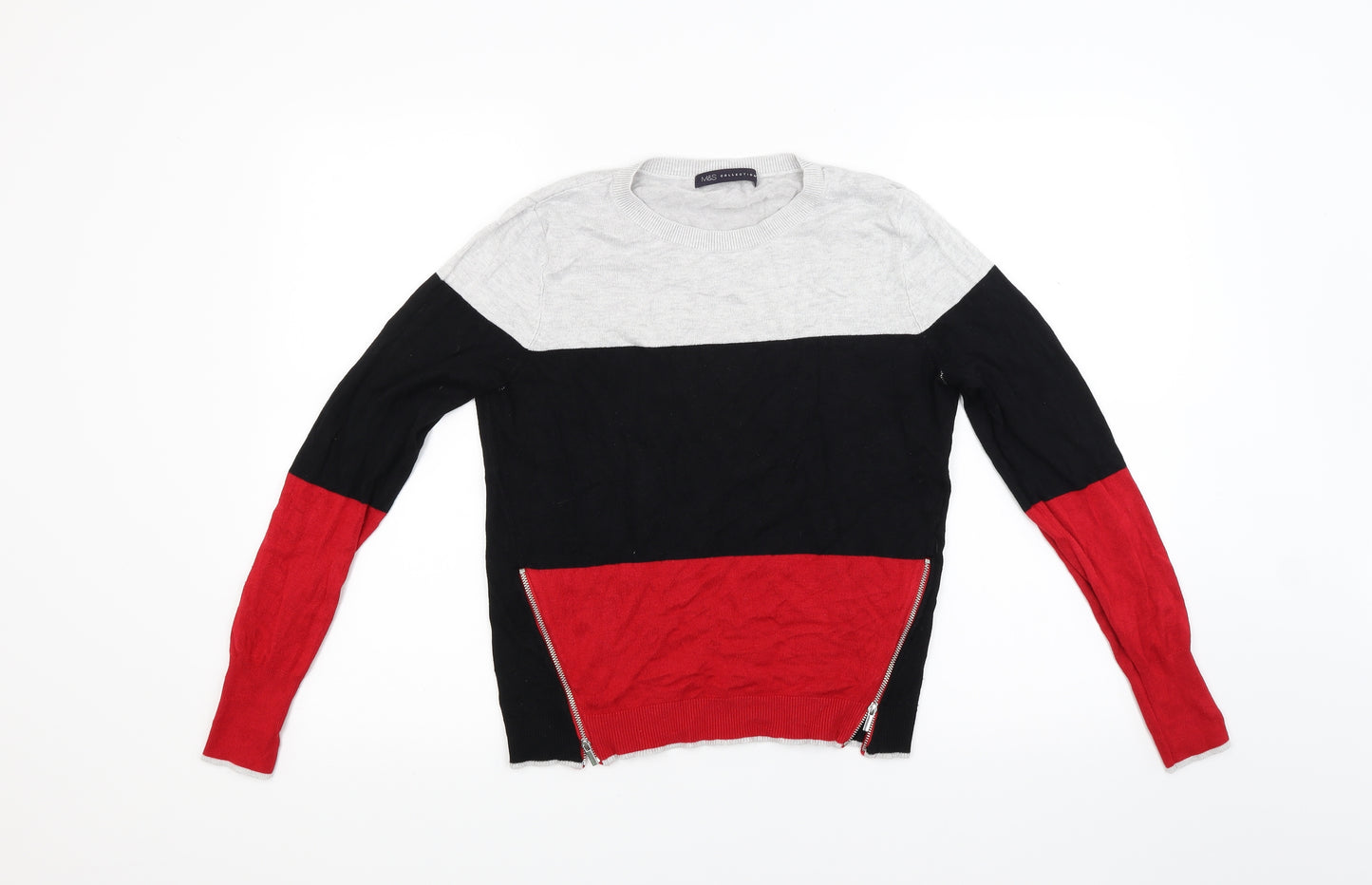 Marks and Spencer Womens Multicoloured  Knit Pullover Jumper Size 10  - Side Zip Close