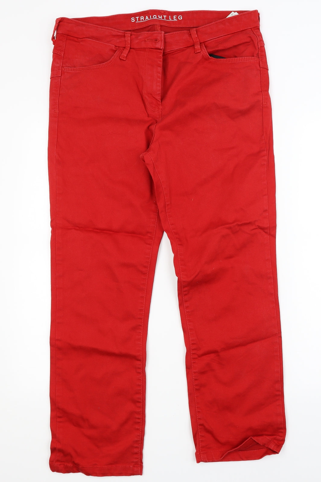 Marks and Spencer Womens Red  Denim Straight Jeans Size 16 L27 in