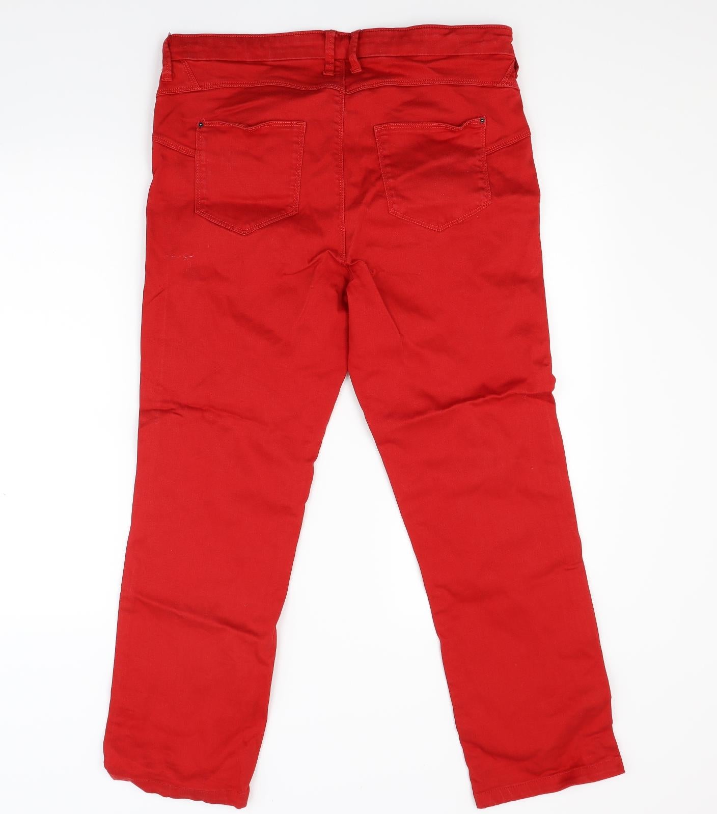 Marks and Spencer Womens Red  Denim Straight Jeans Size 16 L27 in