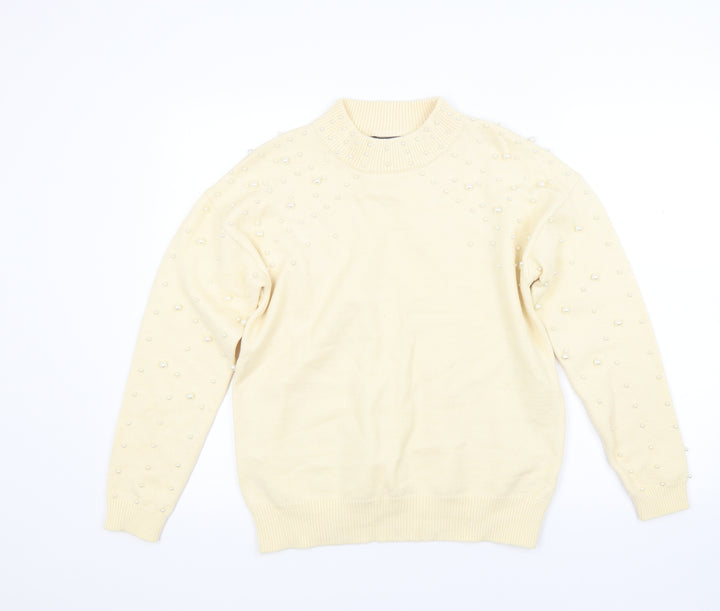 Studio Womens Yellow Knit Pullover Jumper Size 12