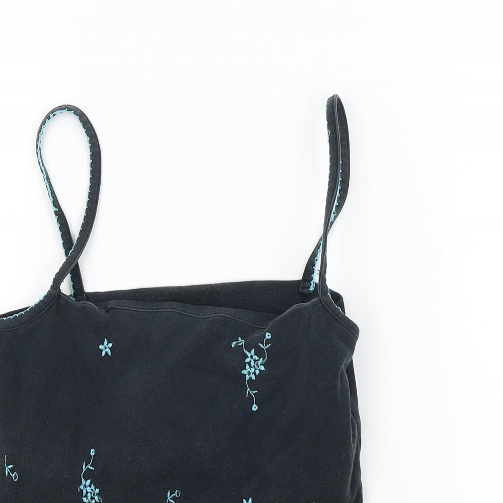 Oasis Womens Blue Floral Jersey Cropped Tank Size 10