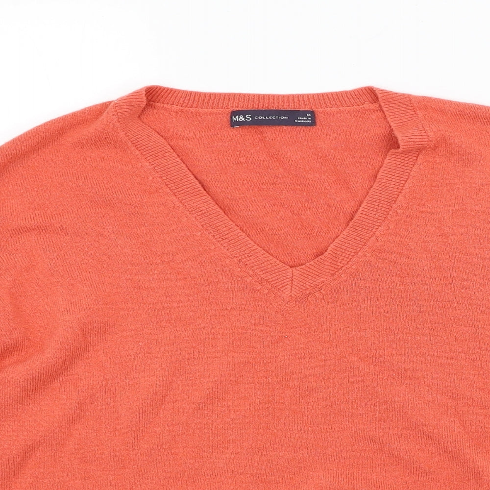 Marks and Spencer Womens Orange  Knit Pullover Jumper Size 16