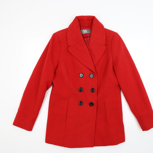 BHS Womens Red  Knit Overcoat Coat Size 14