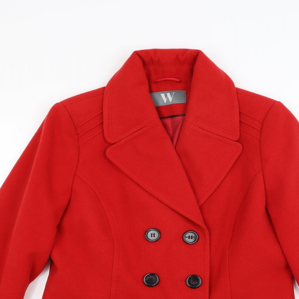 BHS Womens Red  Knit Overcoat Coat Size 14