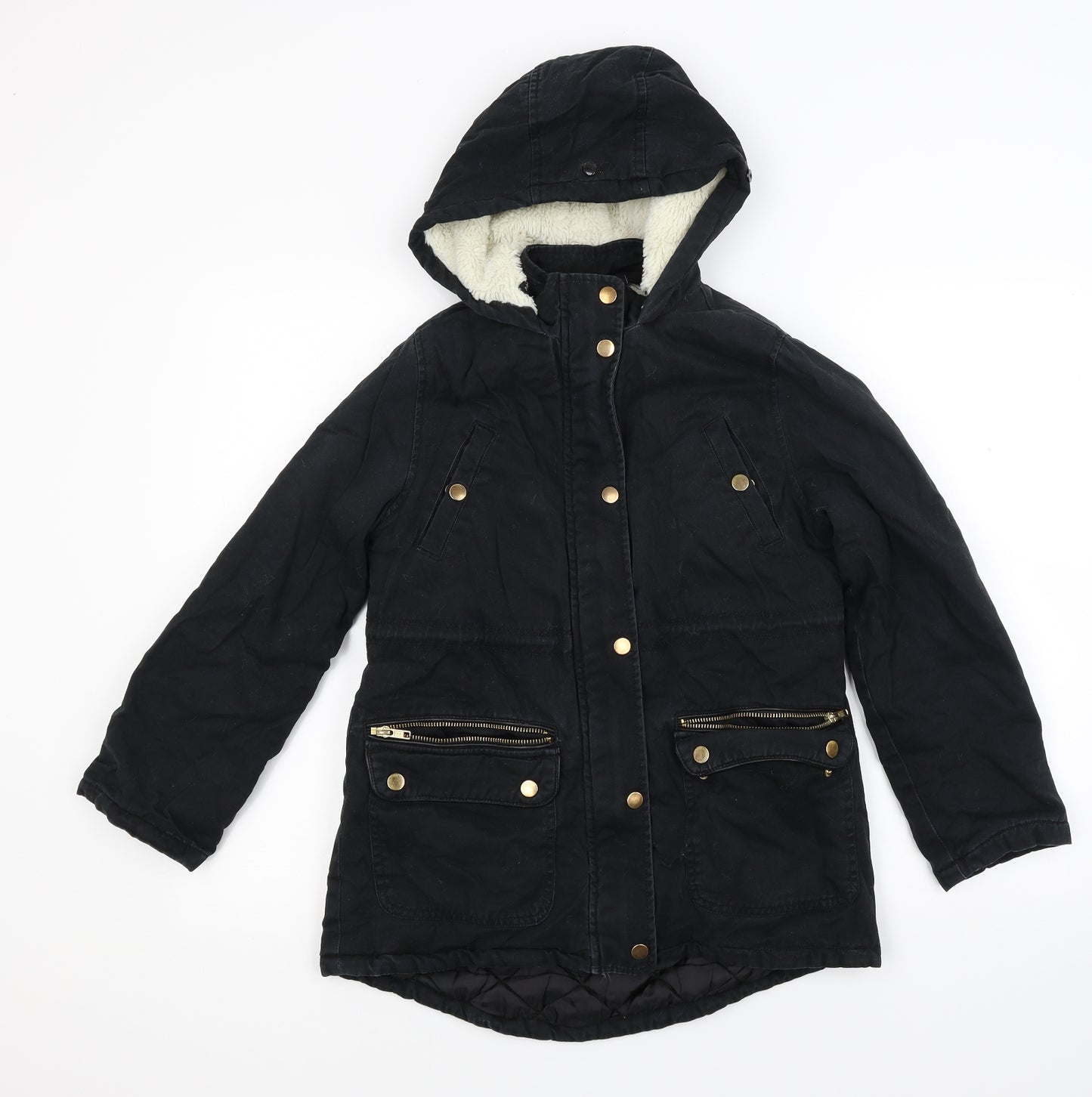Candy Couture Girls Black   Parka Coat Size 11 Years