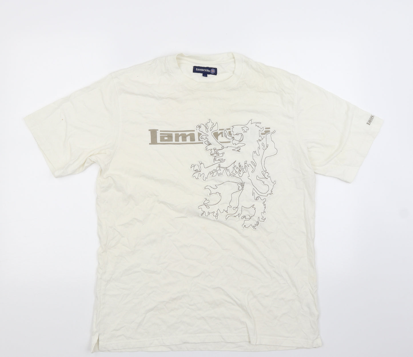 Lambretta Mens White  Jersey  T-Shirt Size M