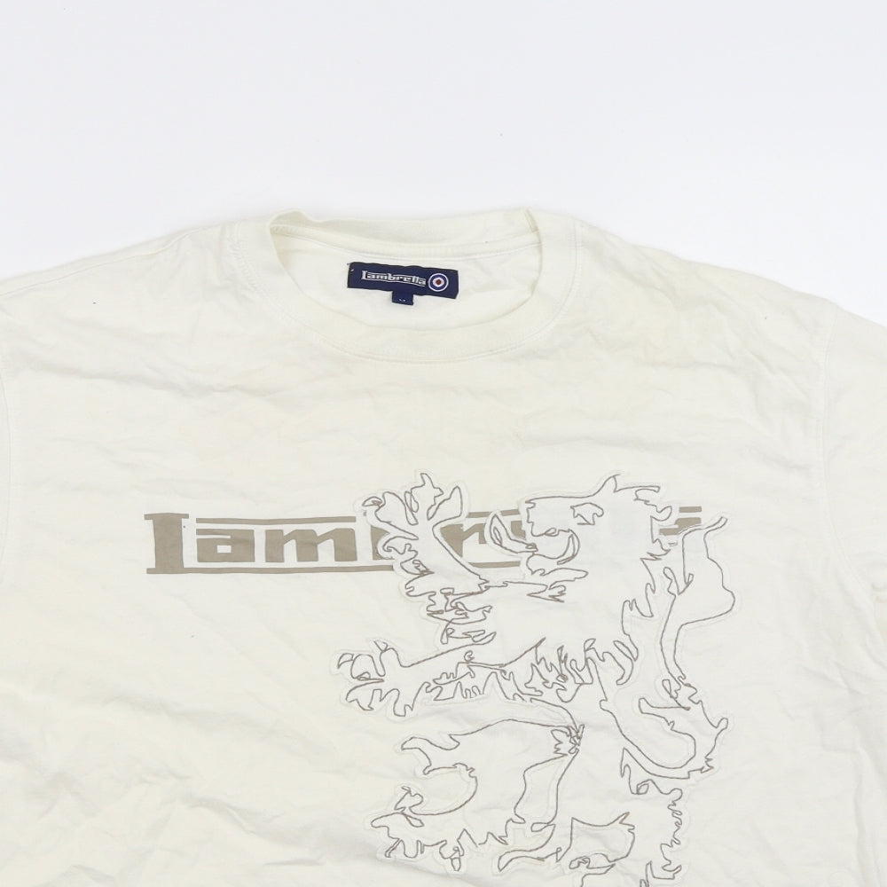 Lambretta Mens White  Jersey  T-Shirt Size M