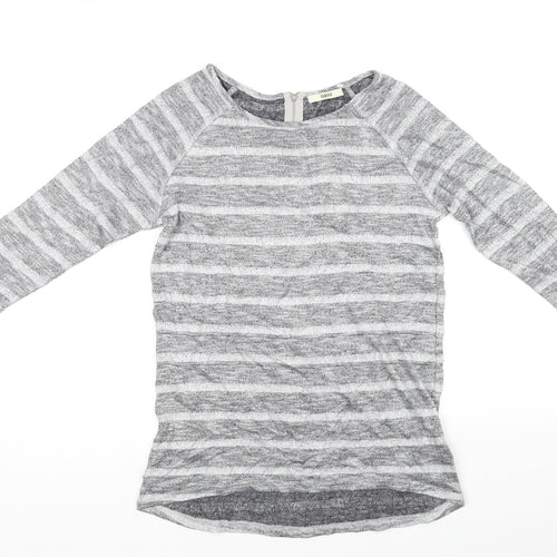 Oasis Womens Grey Striped  Basic T-Shirt Size S