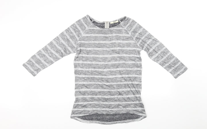 Oasis Womens Grey Striped  Basic T-Shirt Size S