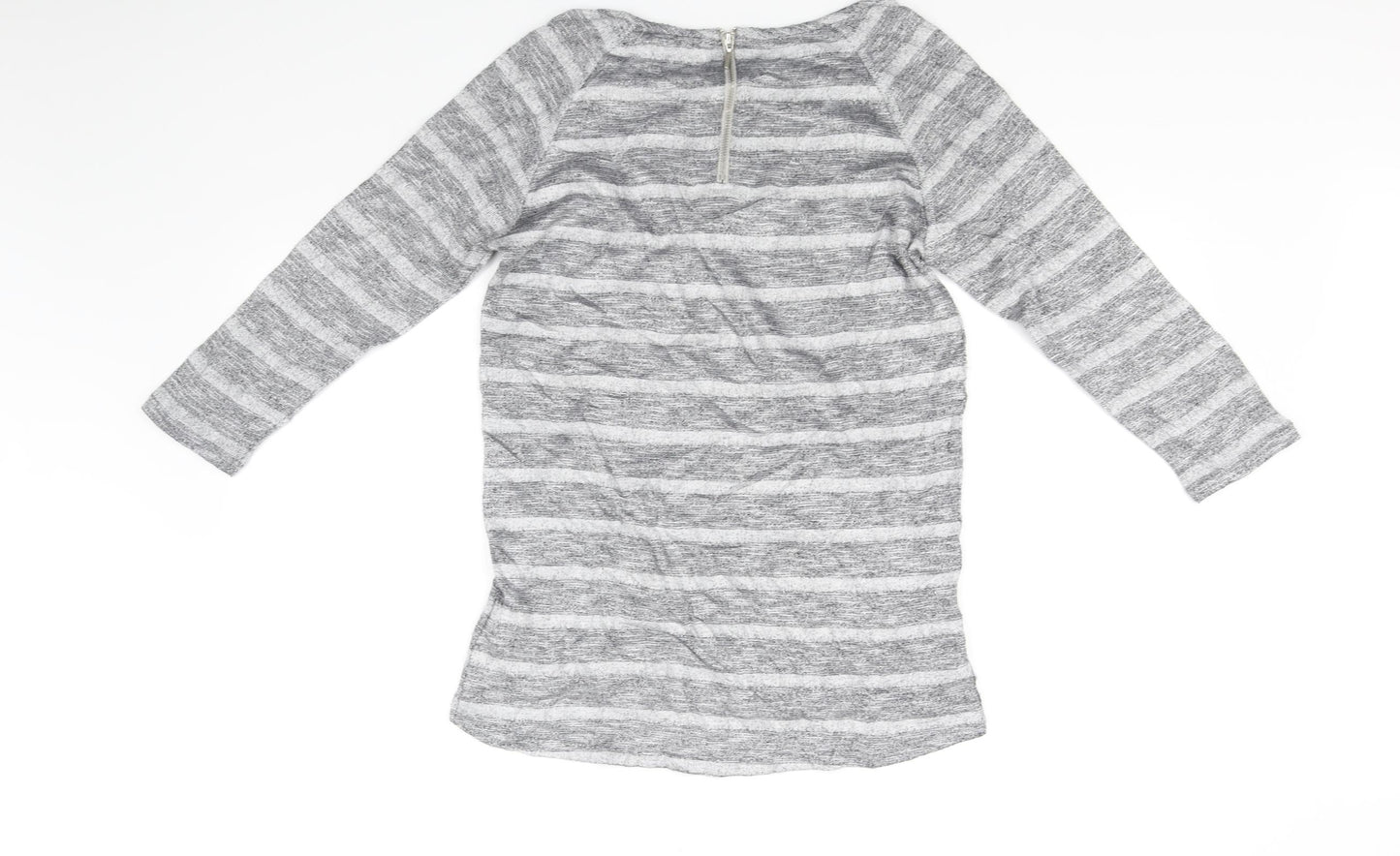 Oasis Womens Grey Striped  Basic T-Shirt Size S