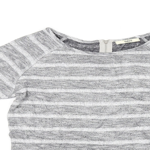 Oasis Womens Grey Striped  Basic T-Shirt Size S