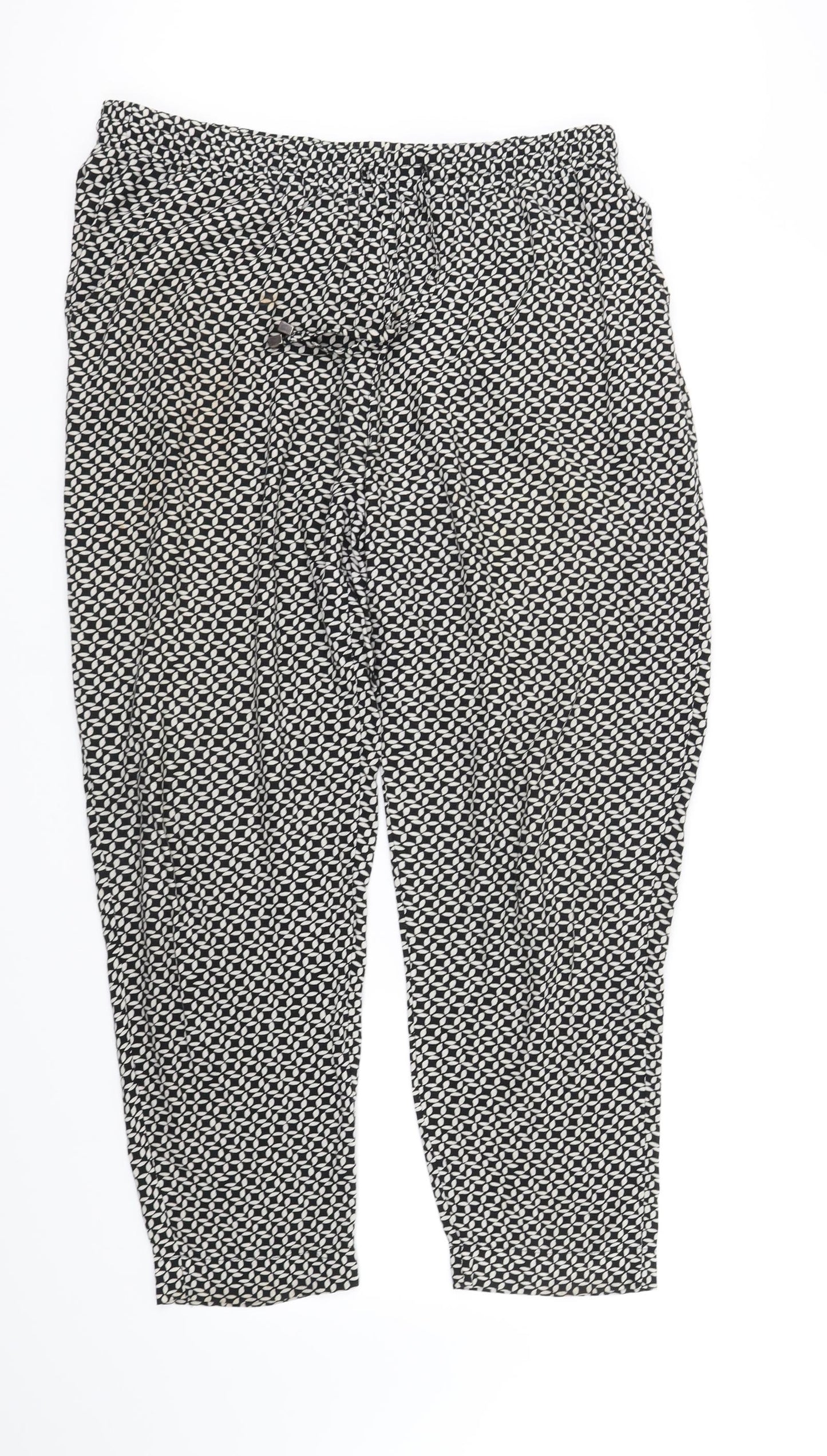 DEBINHAMS Womens Black Geometric  Trousers  Size 12 L27 in