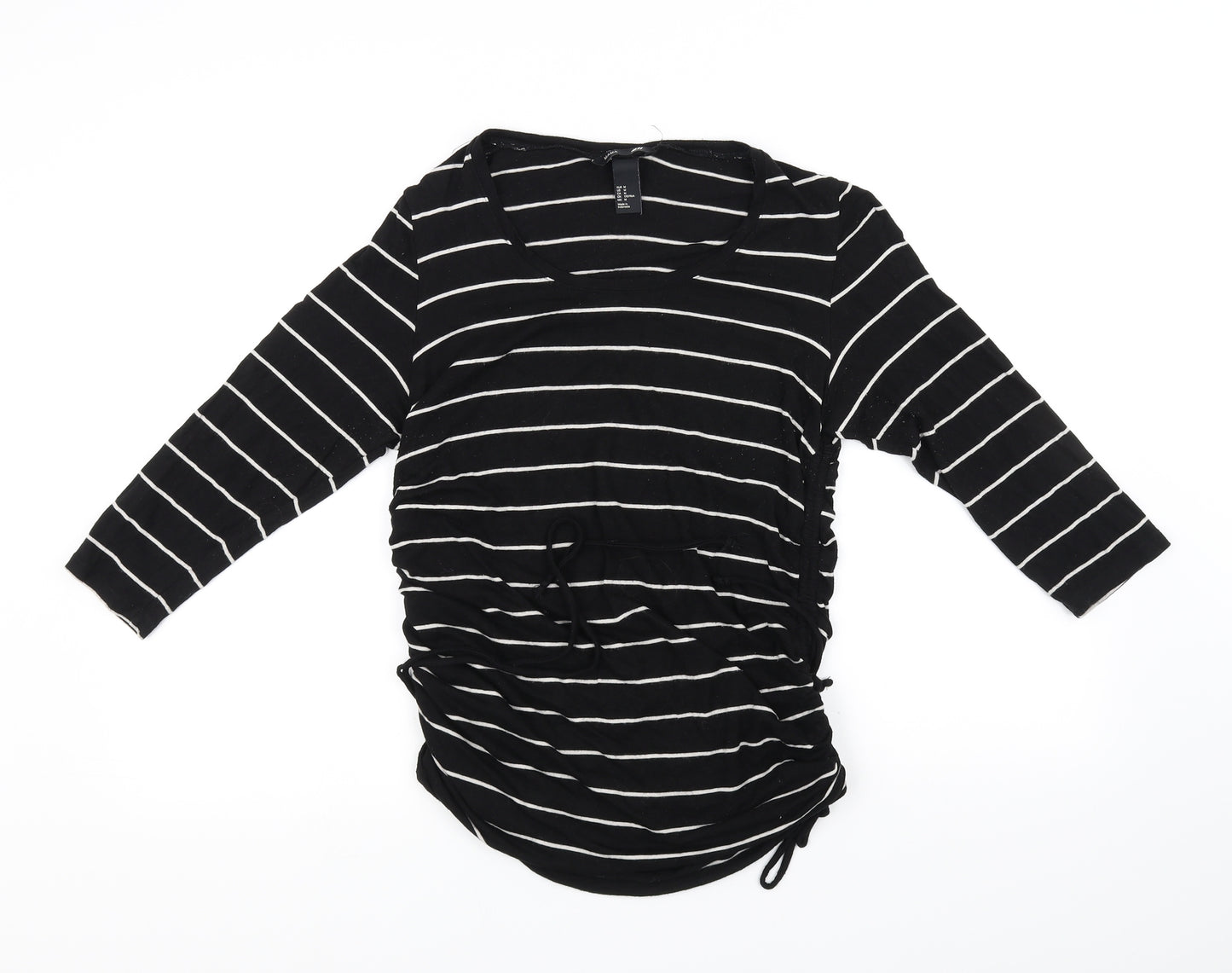 H&M Womens Black Striped  Basic T-Shirt Size M