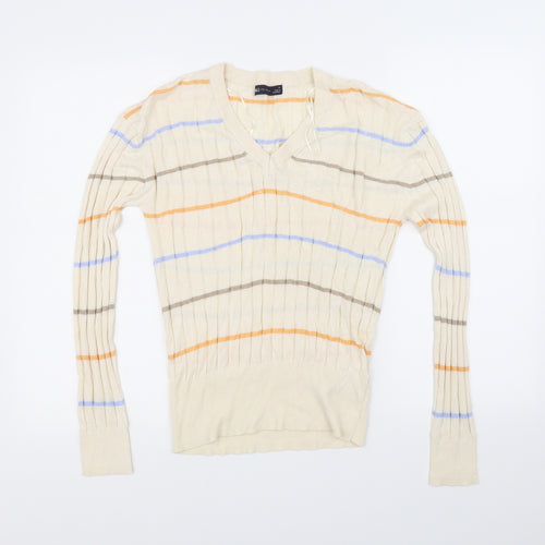 m&S Womens Beige Striped  Pullover Jumper Size S
