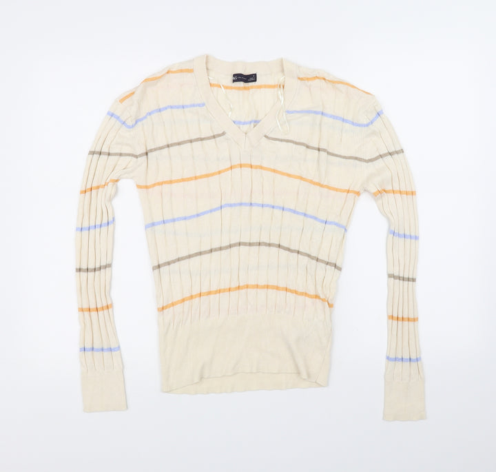 m&S Womens Beige Striped  Pullover Jumper Size S