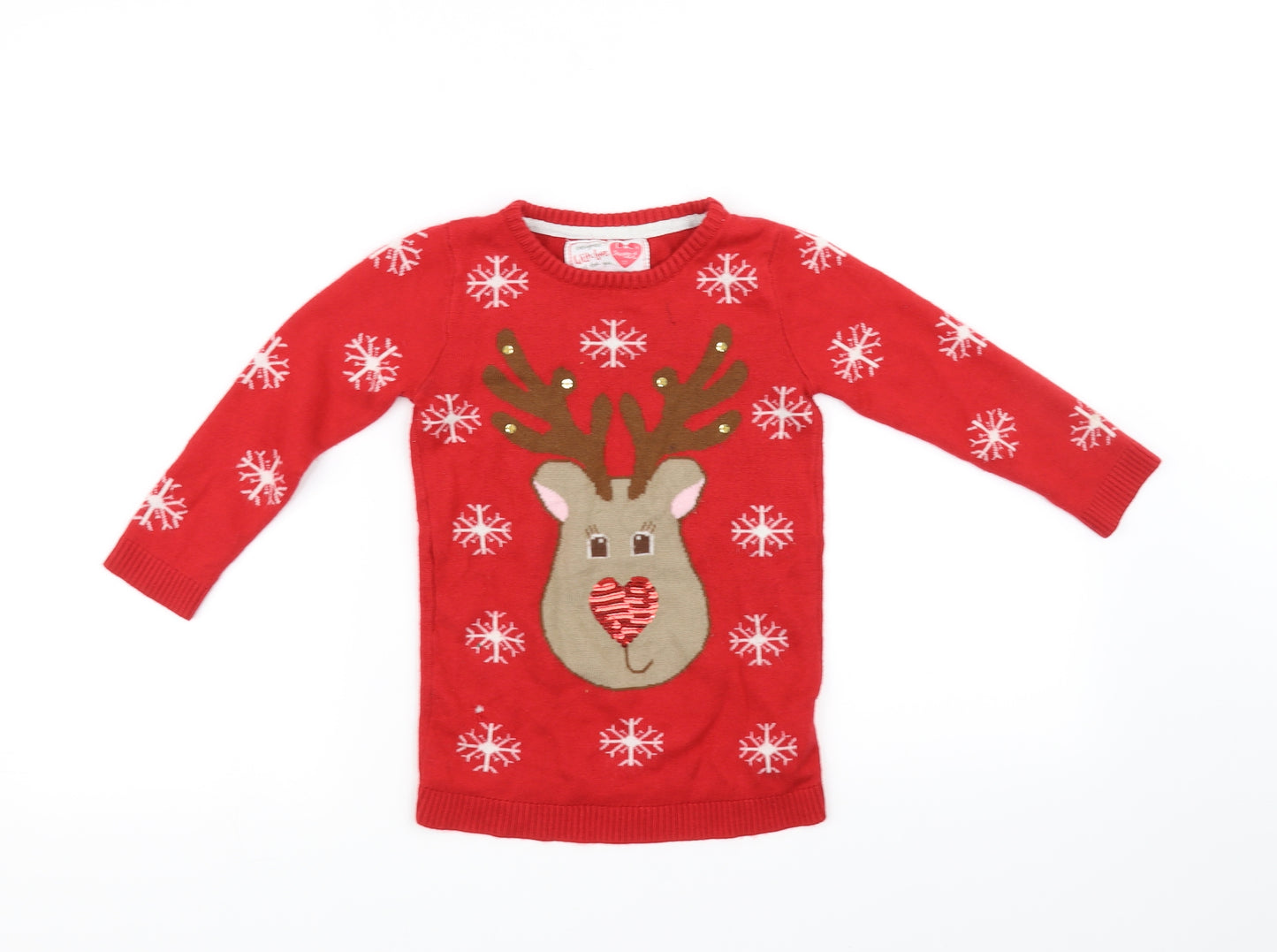 Young Dimension Girls Red   Pullover Jumper Size 4-5 Years  - CHRISMTAS