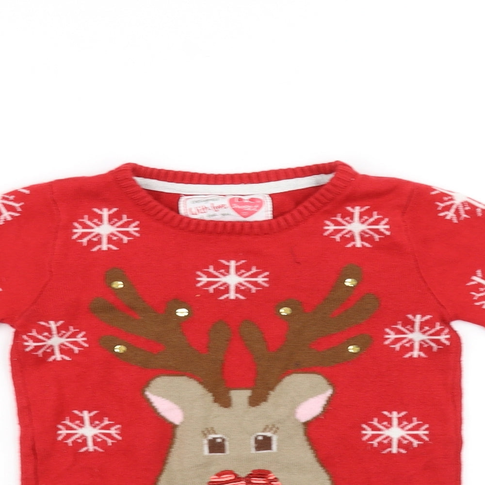 Young Dimension Girls Red   Pullover Jumper Size 4-5 Years  - CHRISMTAS