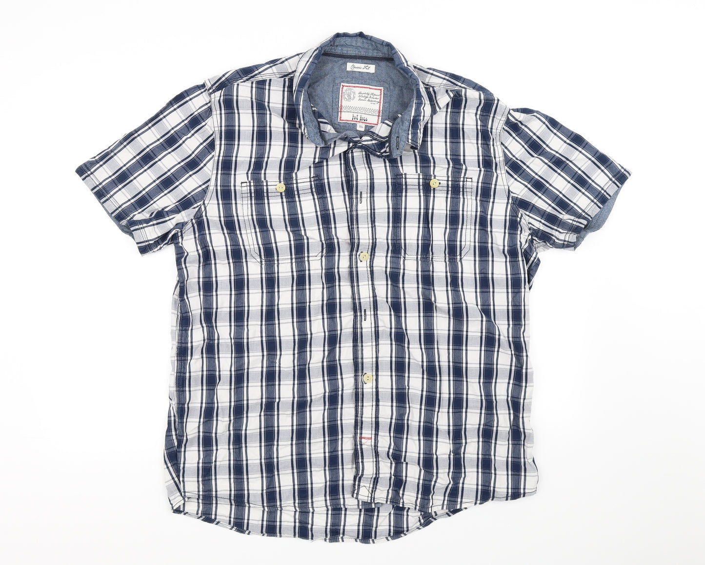 FATFACE Womens White Check  Basic Button-Up Size XL