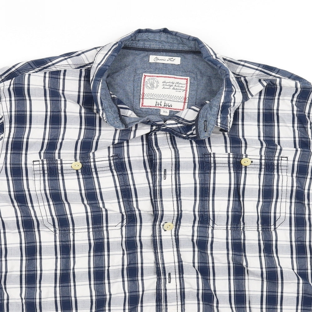 FATFACE Womens White Check  Basic Button-Up Size XL
