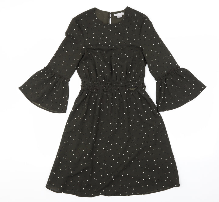 H&M Womens Black Polka Dot  A-Line  Size 4  -
