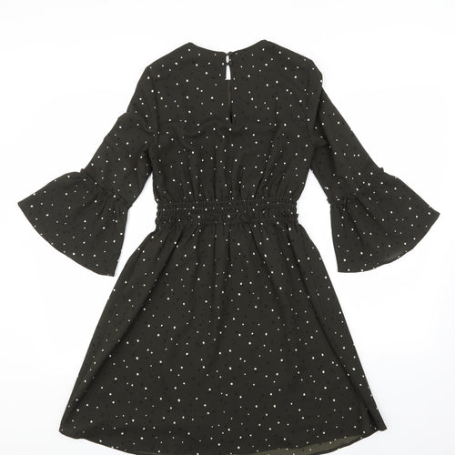 H&M Womens Black Polka Dot  A-Line  Size 4  -