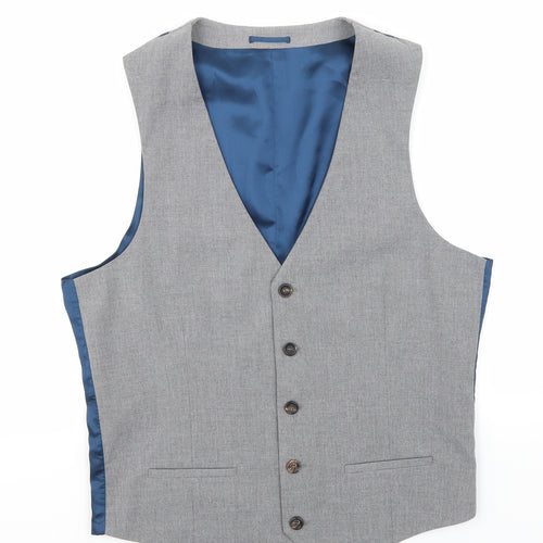 River Island Mens Grey  Rayon Jacket Suit Waistcoat Size 40