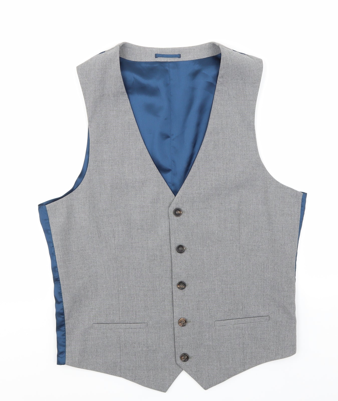 River Island Mens Grey  Rayon Jacket Suit Waistcoat Size 40