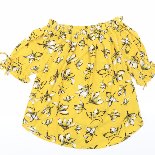 Quiz Womens Yellow Floral  Basic Blouse Size 10