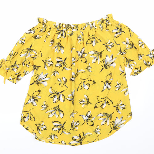Quiz Womens Yellow Floral  Basic Blouse Size 10