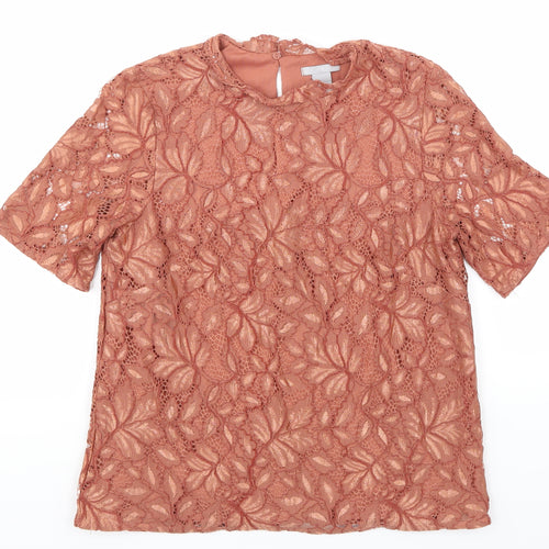 H&M Womens Pink Floral  Basic T-Shirt Size S