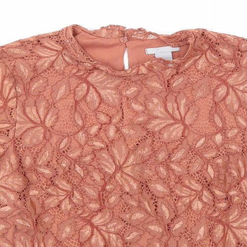 H&M Womens Pink Floral  Basic T-Shirt Size S