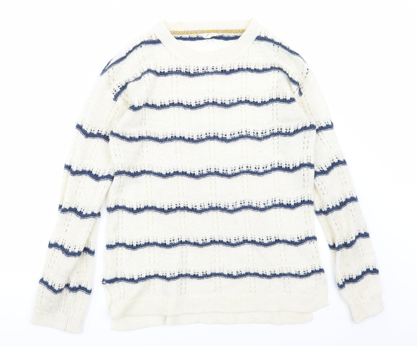 Matalan Womens Ivory Striped Knit Pullover Jumper Size 10