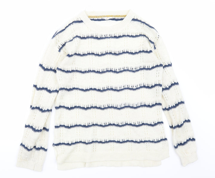 Matalan Womens Ivory Striped Knit Pullover Jumper Size 10