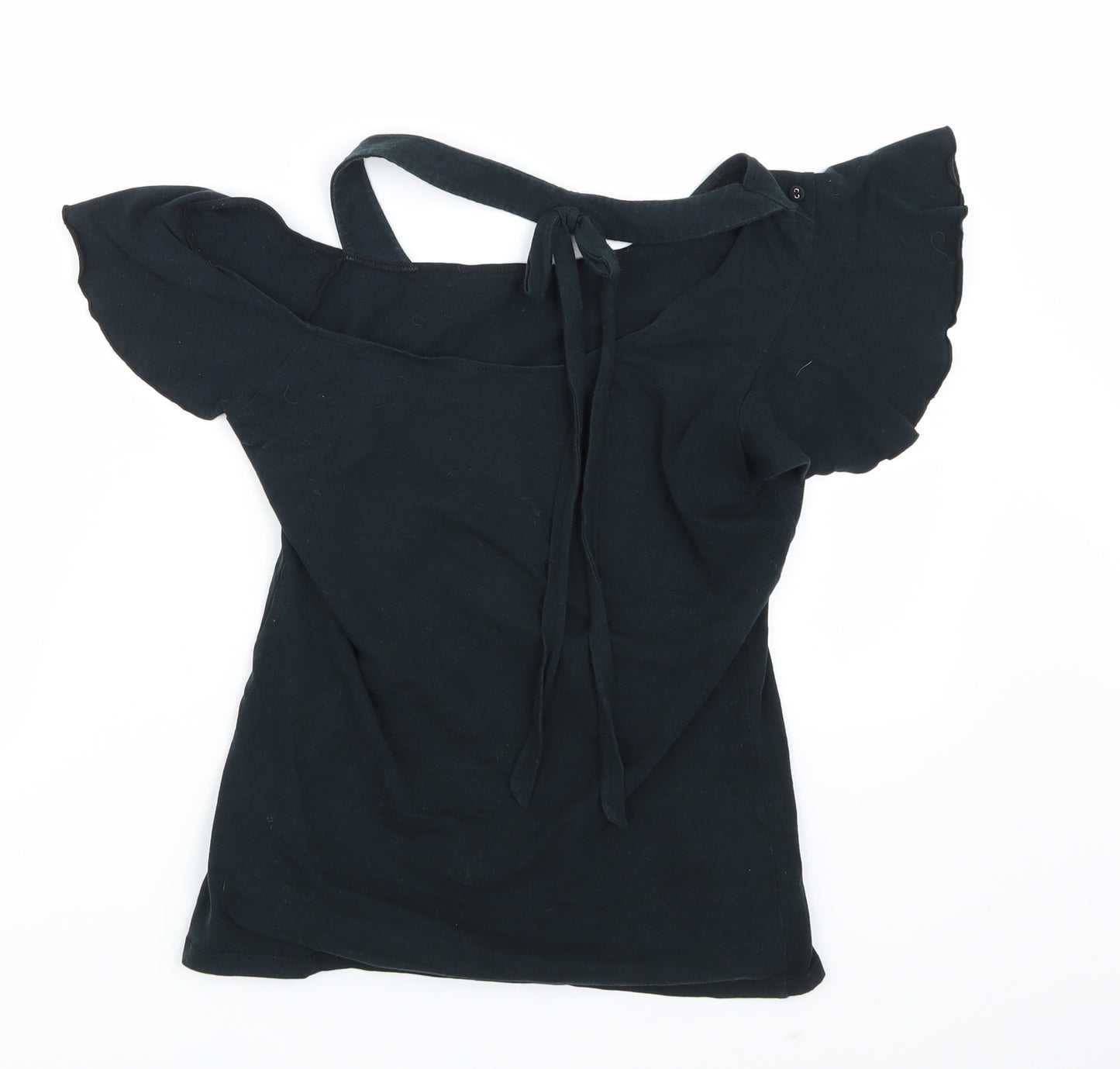 Poetic Justice Womens Black Floral Jersey Basic T-Shirt Size S