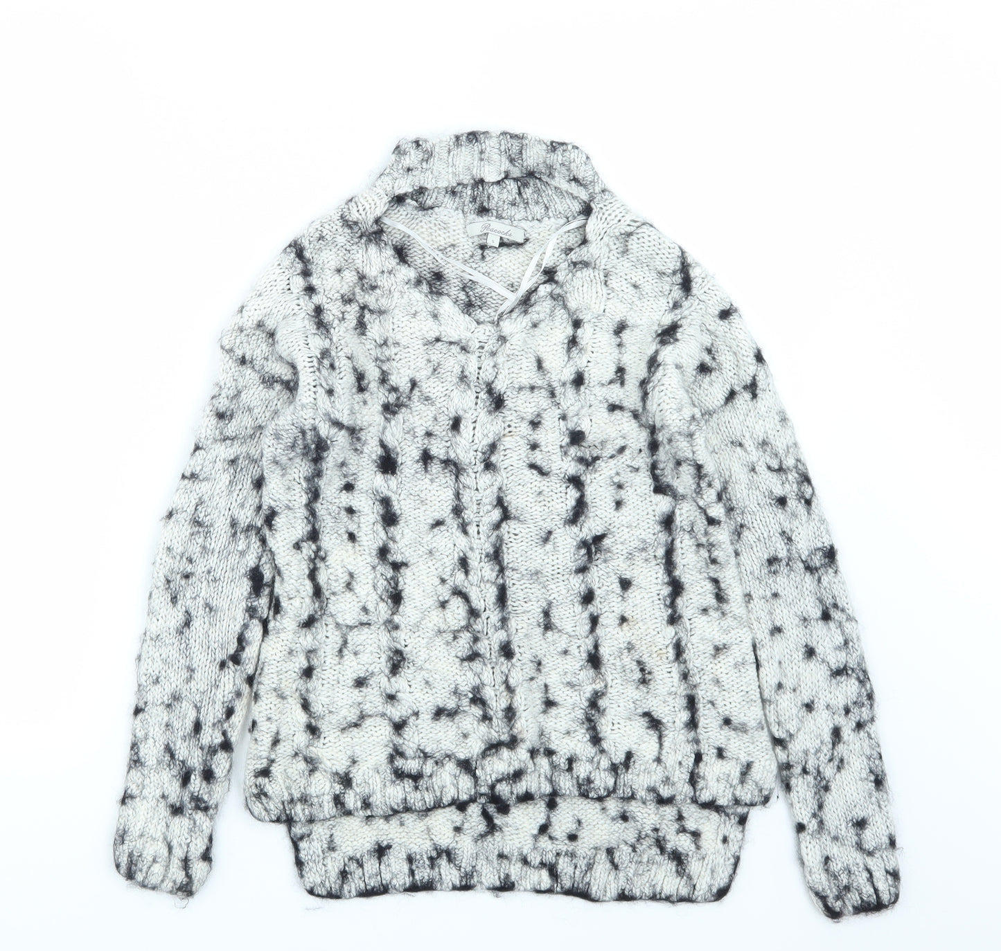 Peacocks Womens White  Knit Pullover Jumper Size S