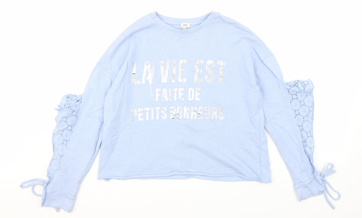 River Island Womens Blue  Jersey Pullover Sweatshirt Size S  - La Vie Est