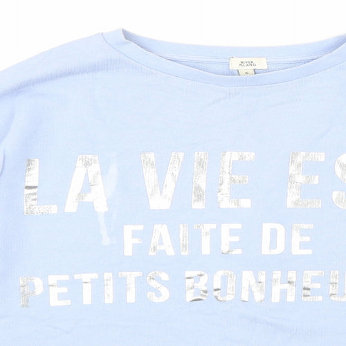River Island Womens Blue  Jersey Pullover Sweatshirt Size S  - La Vie Est