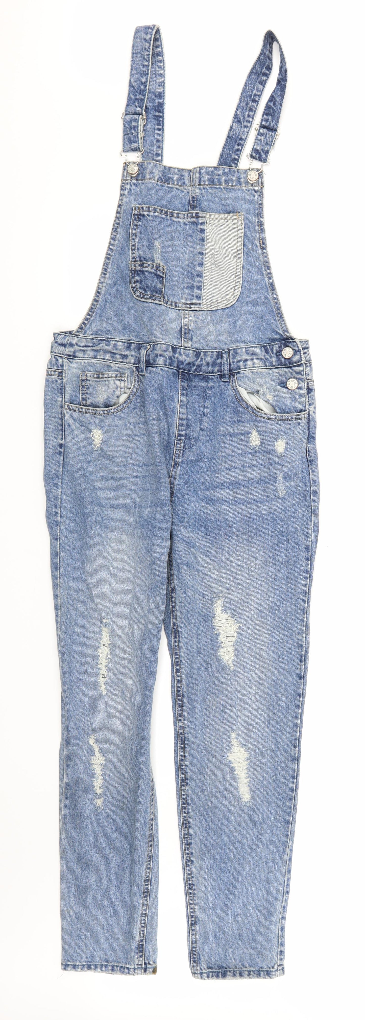 Denim & Co. Womens Blue  Denim Dungaree One-Piece Size 8 L29 in