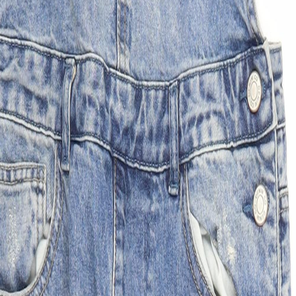 Denim & Co. Womens Blue  Denim Dungaree One-Piece Size 8 L29 in