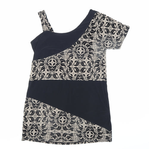 Too True Womens Black Floral Jersey Basic T-Shirt Size L