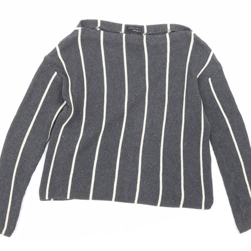 Zara Womens Grey Striped Knit Pullover Jumper Size S
