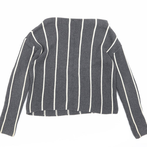 Zara Womens Grey Striped Knit Pullover Jumper Size S