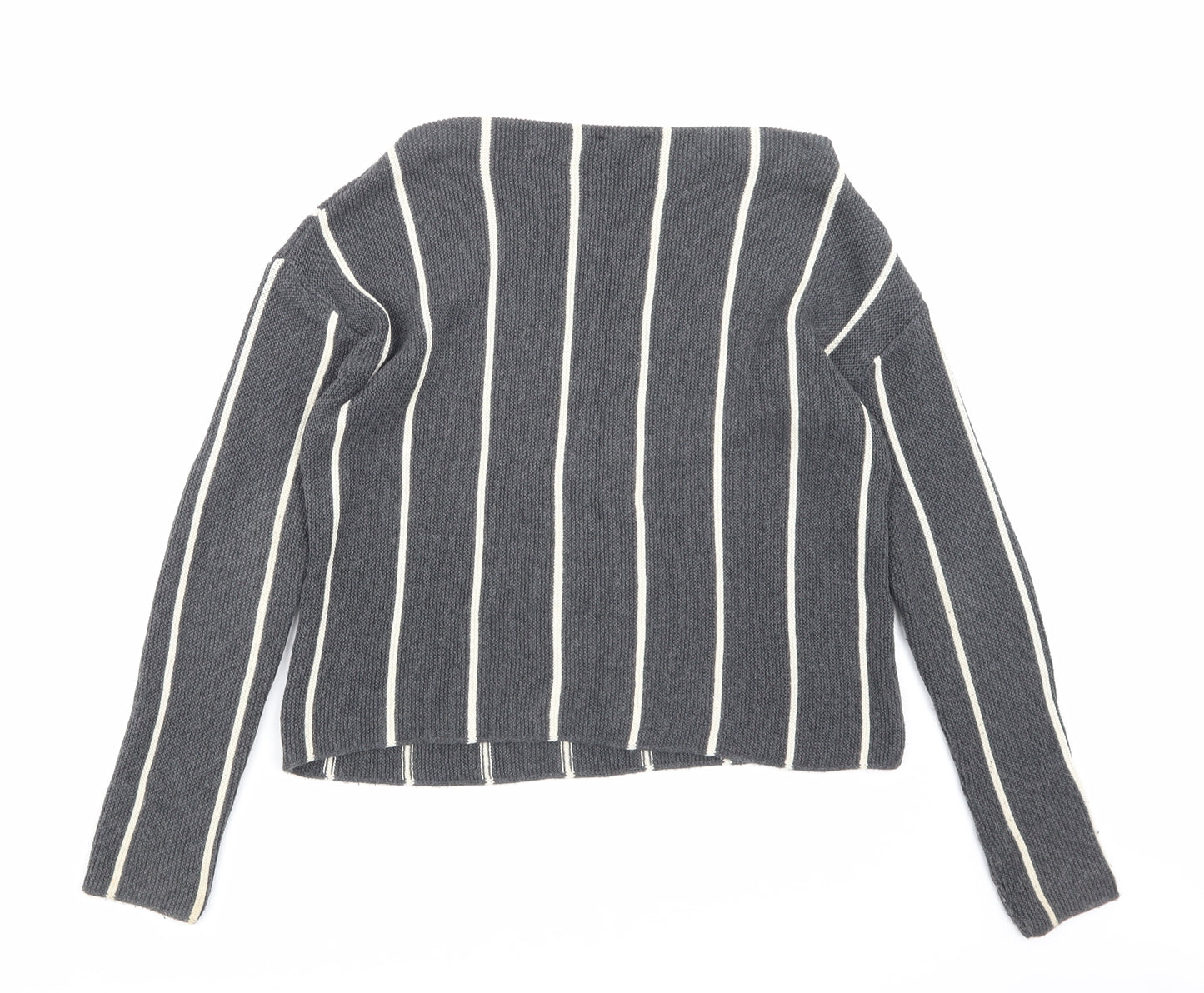 Zara Womens Grey Striped Knit Pullover Jumper Size S